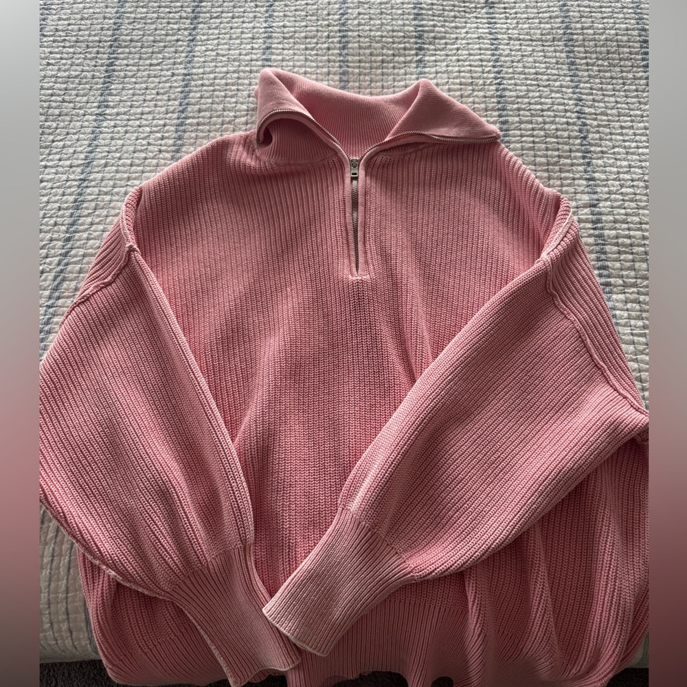 Aerie Medium Pink Oversized Quarter zip